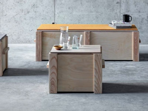 Прямоугольный многослойный журнальный столик с отсеком для хранения