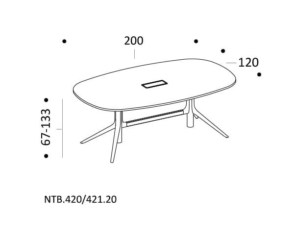 Регулируемый по высоте прямоугольный стол для совещаний с системой кабельной втулки ICF NoTable ARCH-00036629 - Вид №22