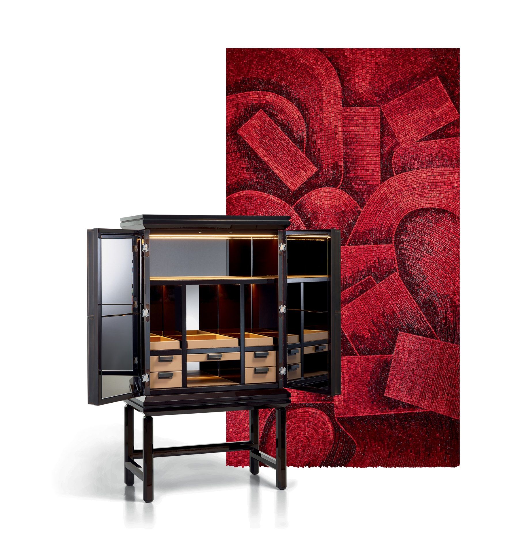 Деревянный и стеклянный барный шкаф со встроенным освещением Sicis Ledoux ARCH-00146935 - Вид №2