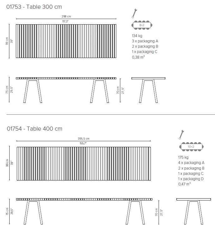 Прямоугольный садовый стол из тикового дерева TRIBÙ Vis à vis ARCH-00044680 - Вид №3
