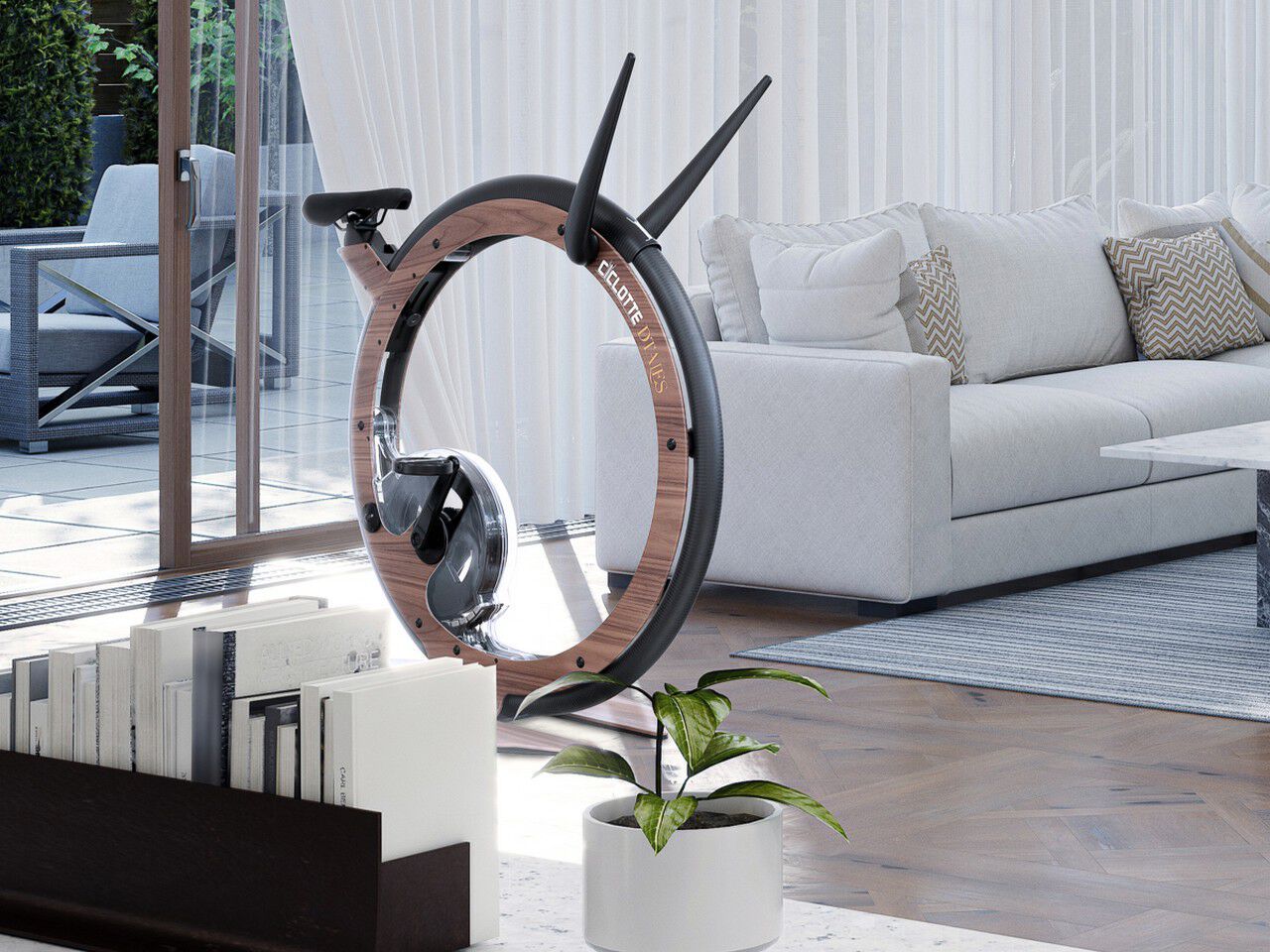 Велотренажер из дерева, стали и углеродного волокна Ciclotte CICLOTTE DTALES ARCH-00050246 - Вид №14