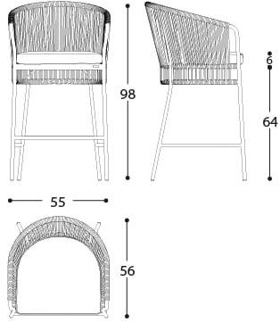 Varaschin Высокий садовый табурет из алюминия с порошковым покрытием Tibidabo sun-id-1468760 - Вид №6