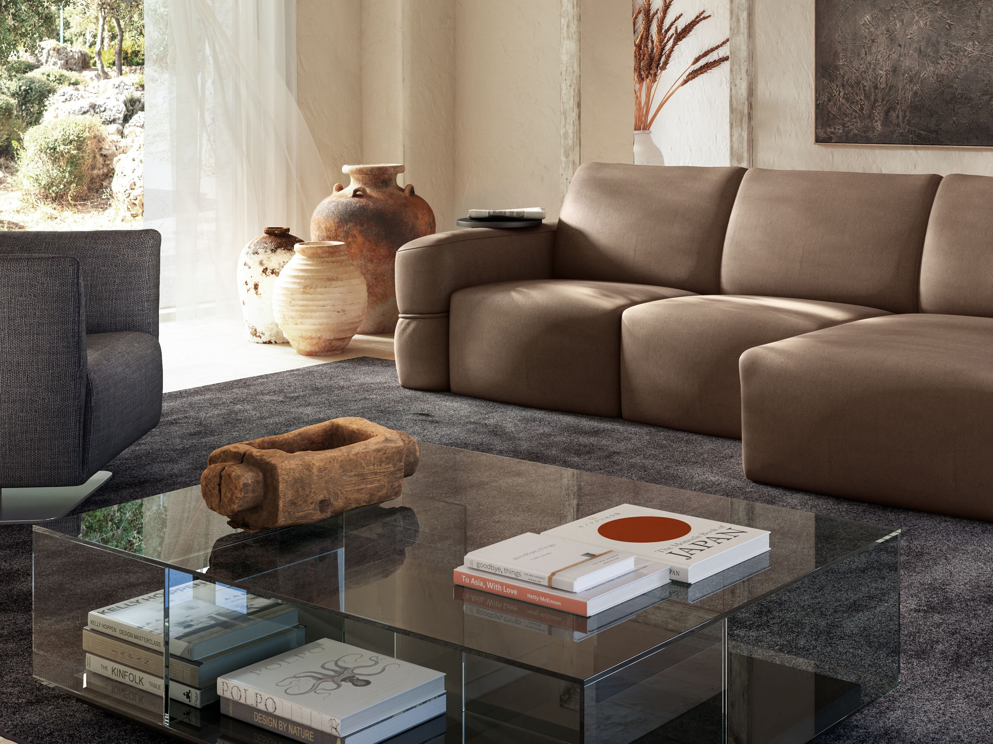 Стеклянный низкий квадратный журнальный столик с колесами Natuzzi Italia LABIRINTO ARCH-00068159 - Вид №3