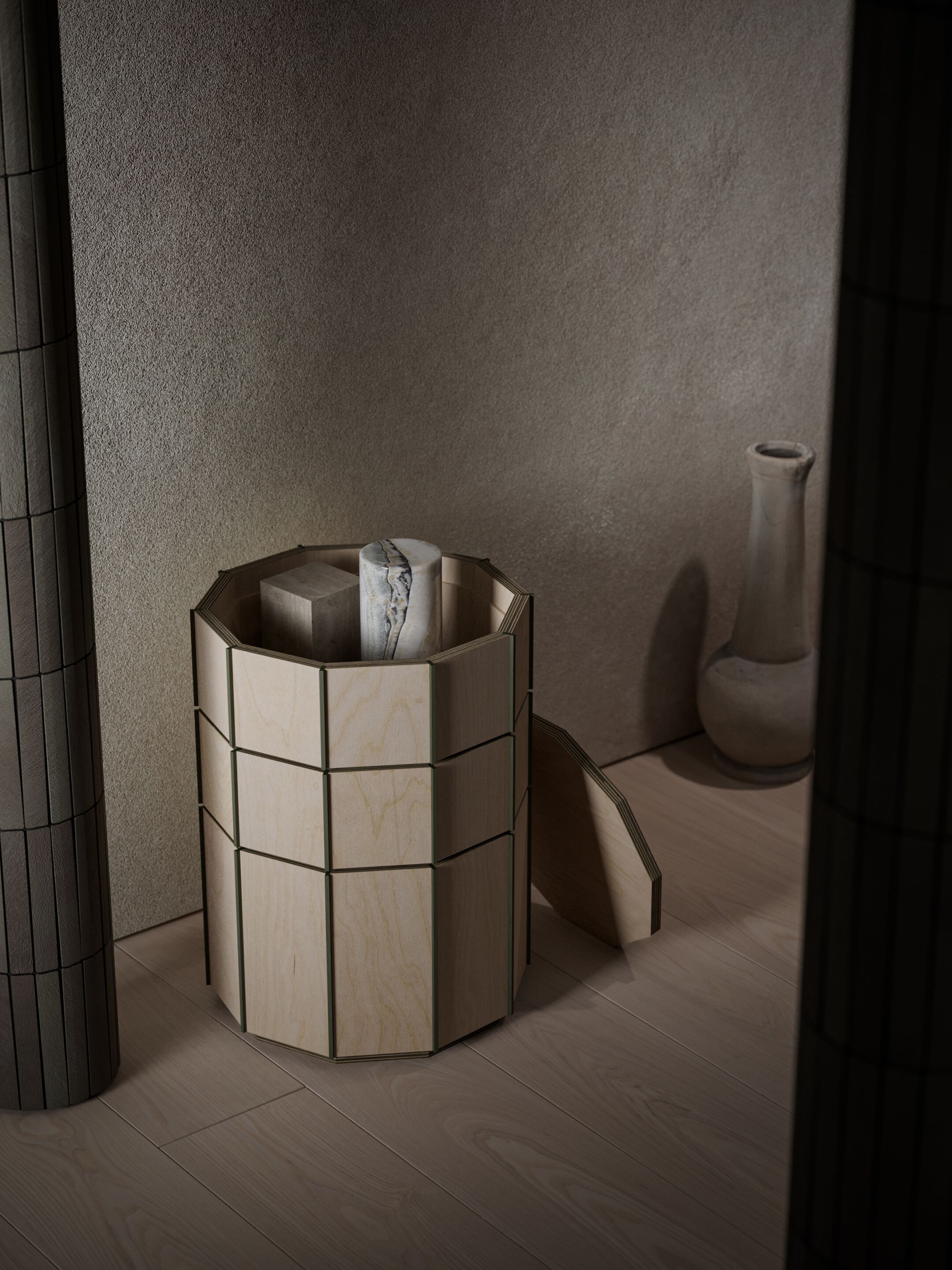 Высокий деревянный журнальный столик с отсеком для хранения VESTA FURNITURE барабаны ARCH-00124967 - Вид №6