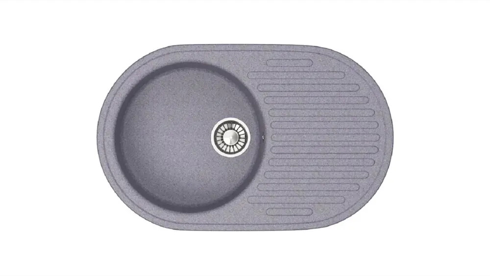 90409479 Врезная мойка Glanz J-011 72x45.50 глубина 18.50 см литьевой мрамор цвет темно-серый STLM-0219178