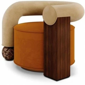 Malabar Кресло из бархата, дерева и мрамора