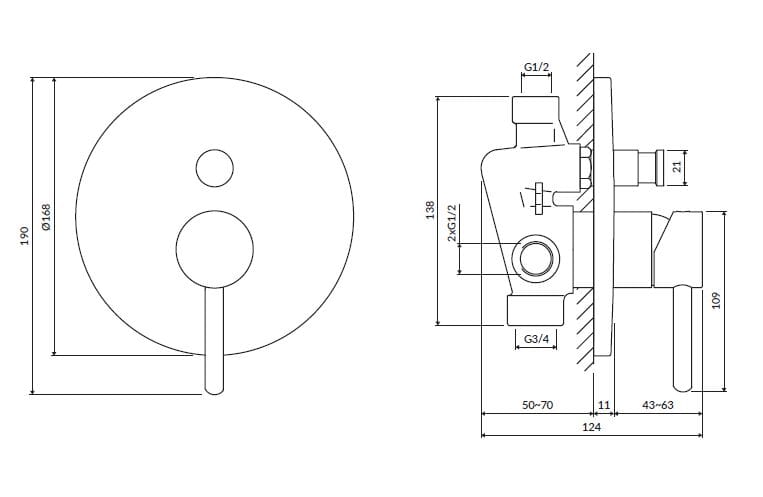 Встраиваемый смеситель для душа / ванны OMNIRES Y Y1235 ARCH-00005620 - Вид №5