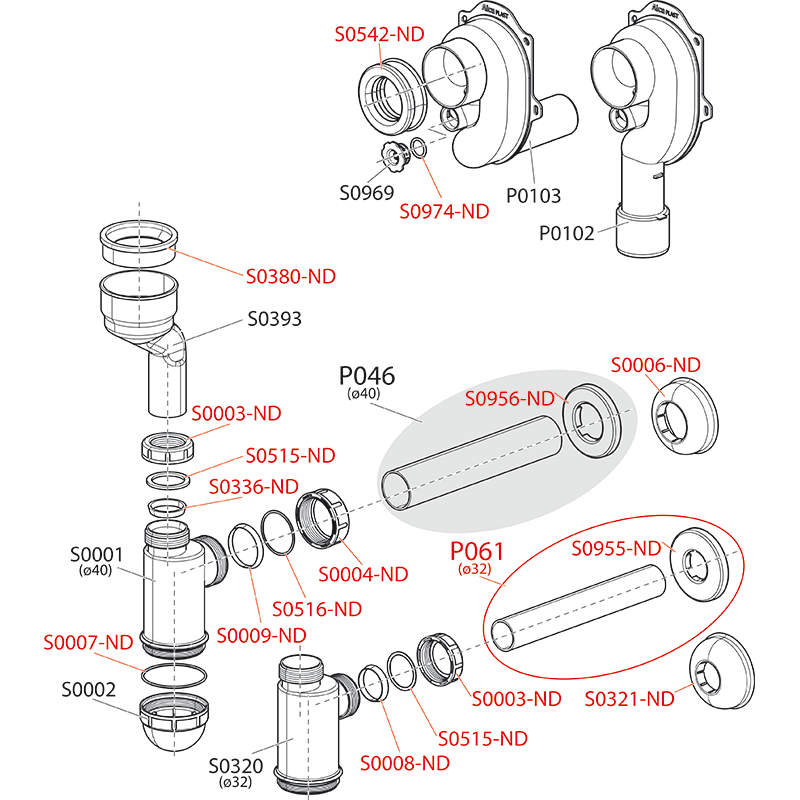 Cифон для писсуара горизонтальный DN40 ALCAPLAST A45B - Вид №2