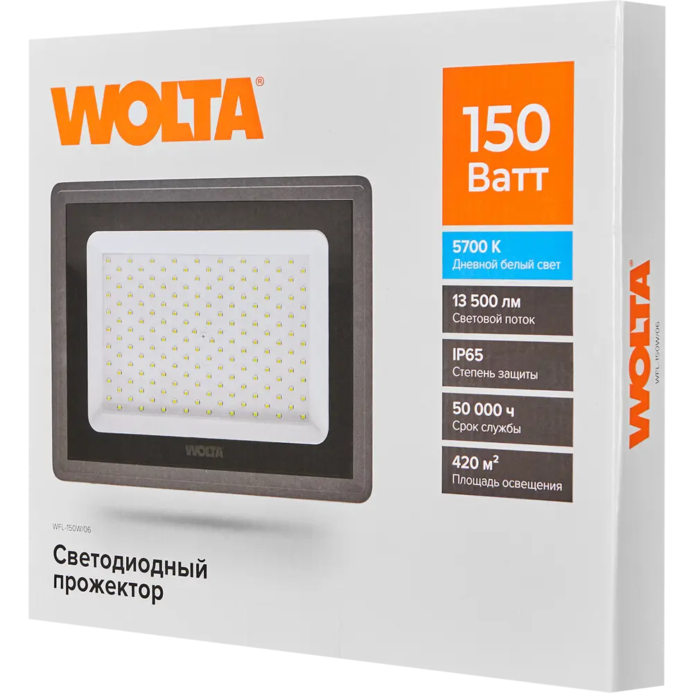 Прожектор светодиодный уличный SMD Wolta WFL-150W/06 150 Вт 5700К IP65 холодный белый свет STLM-2138964 - Вид №5