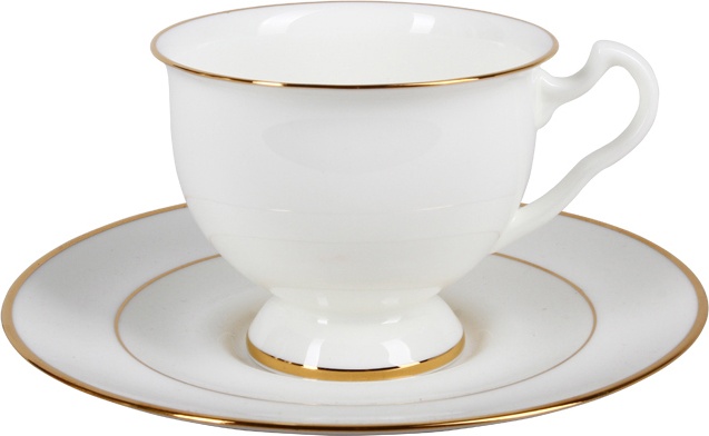 81330 Императорский фарфоровый завод Чашка чайная с блюдцем "Золотая лента" "Айседора" Фарфор костяной 
