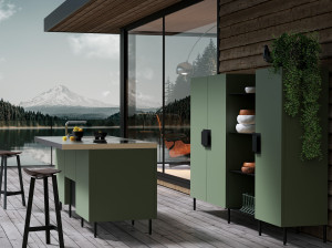 Наружная кухня из нержавеющей стали с островом