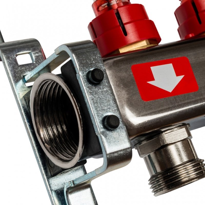 Коллектор из нерж. стали на 3 вых. с расходомерами, сливом и клапаном STOUT SMS0927000003 - Вид №3