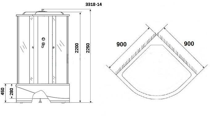 Душевая кабина NG- 3318-14 (900х900х2150) высокий поддон(45см) стекло МАТОВОЕ Niagara Classic 33181424 - Вид №1