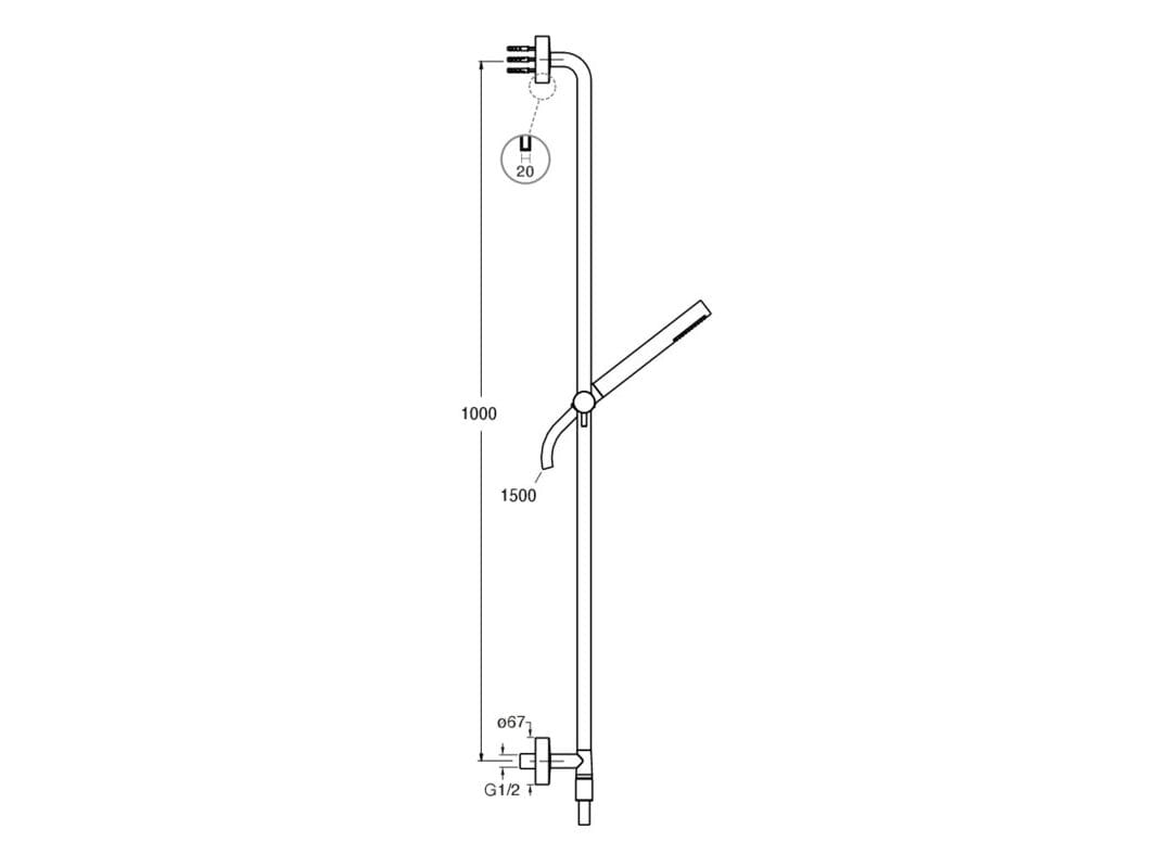 Подъемный стержень с ручным душем CRISTINA Rubinetterie дополнения для душа / ванны / умывальника - коллекция из нержавеющей стали ARCH-00023410 - Вид №2