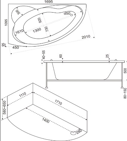 ВГ00110 Ванна Bas Лагуна Santreyd - Вид №1