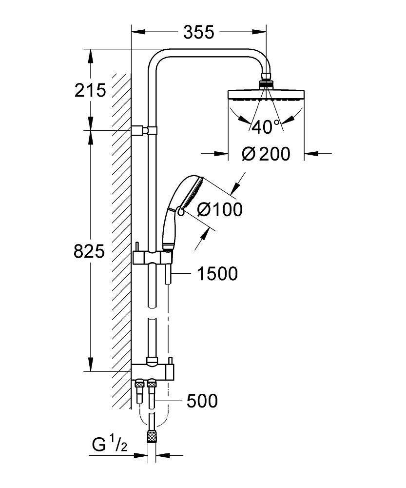 27399000 Душевая система с переключателем Grohe хром  - Вид №1