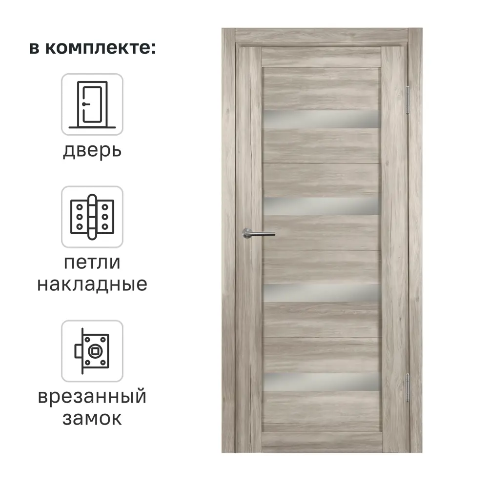 Дверь межкомнатная глухая Корса 60x200 см ПВХ цвет санремо светлый с замком и петлями 89441100 STLM-2010086 МАРИО РИОЛИ 