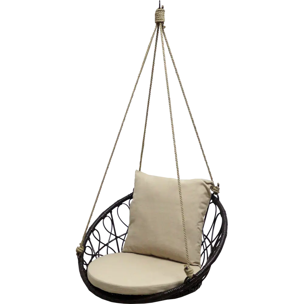 Кресло подвесное без опоры Siesta 2 80x56.5x70.6 см, искусственный ротанг, тёмно-коричневый/бежевый Santreyd SI005 STLM-2060492 - Вид №1