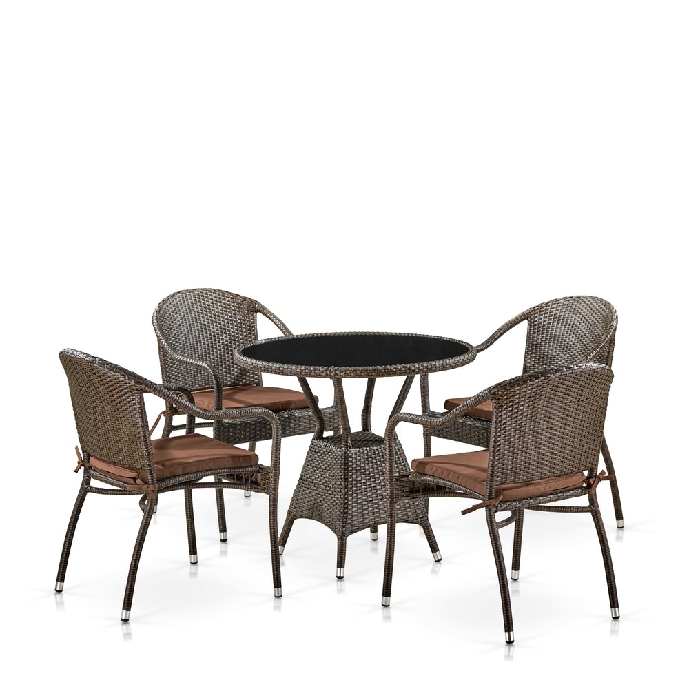 T707ANS/Y480A-W53 4PCS Brown Комплект плетеной мебели T707ANS/Y480A-W53 Brown 4Pcs Afina 