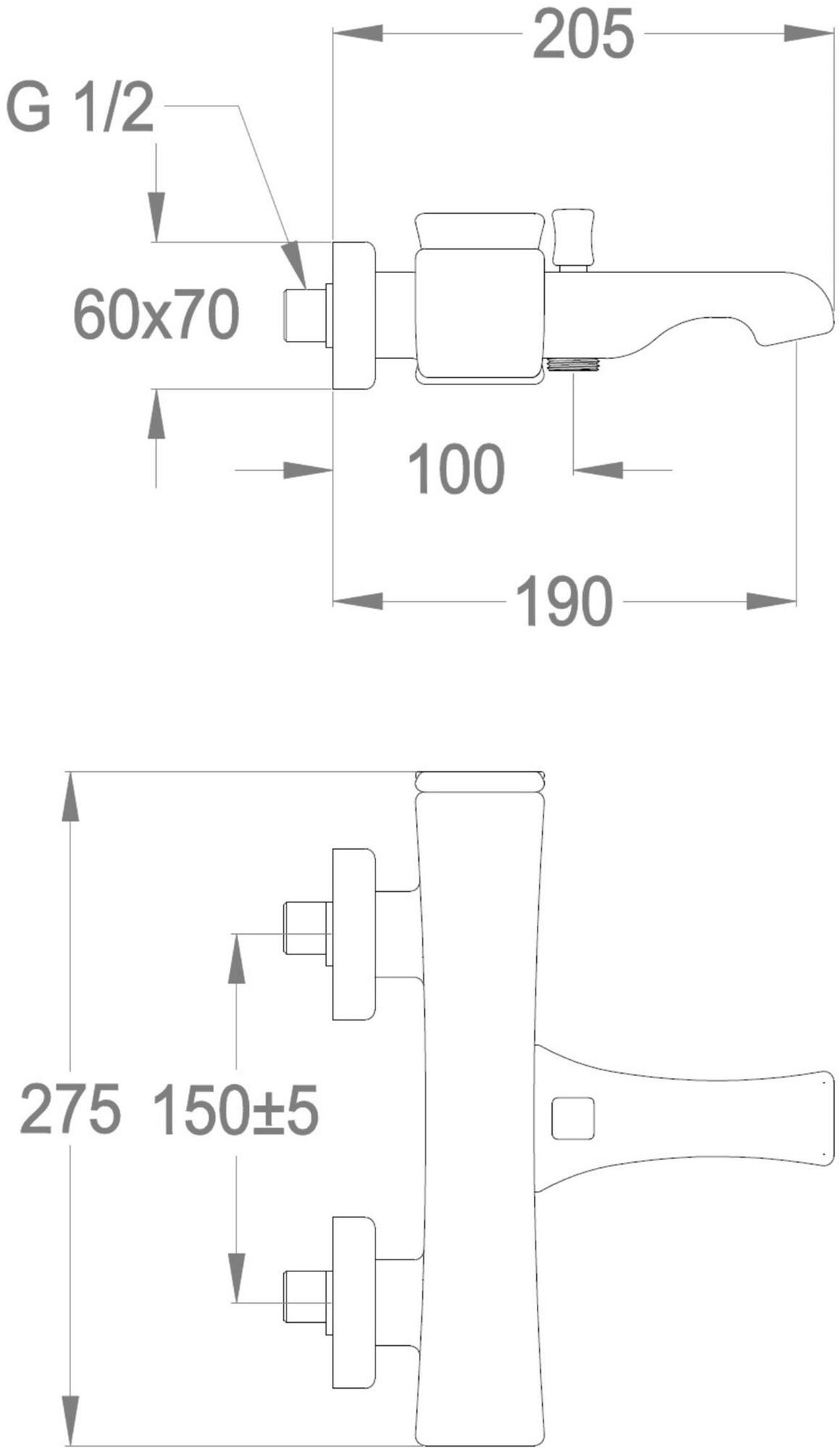Fir Italia Смеситель для ванны наружный настенный из латуни Déco 87 8733372 - Вид №1