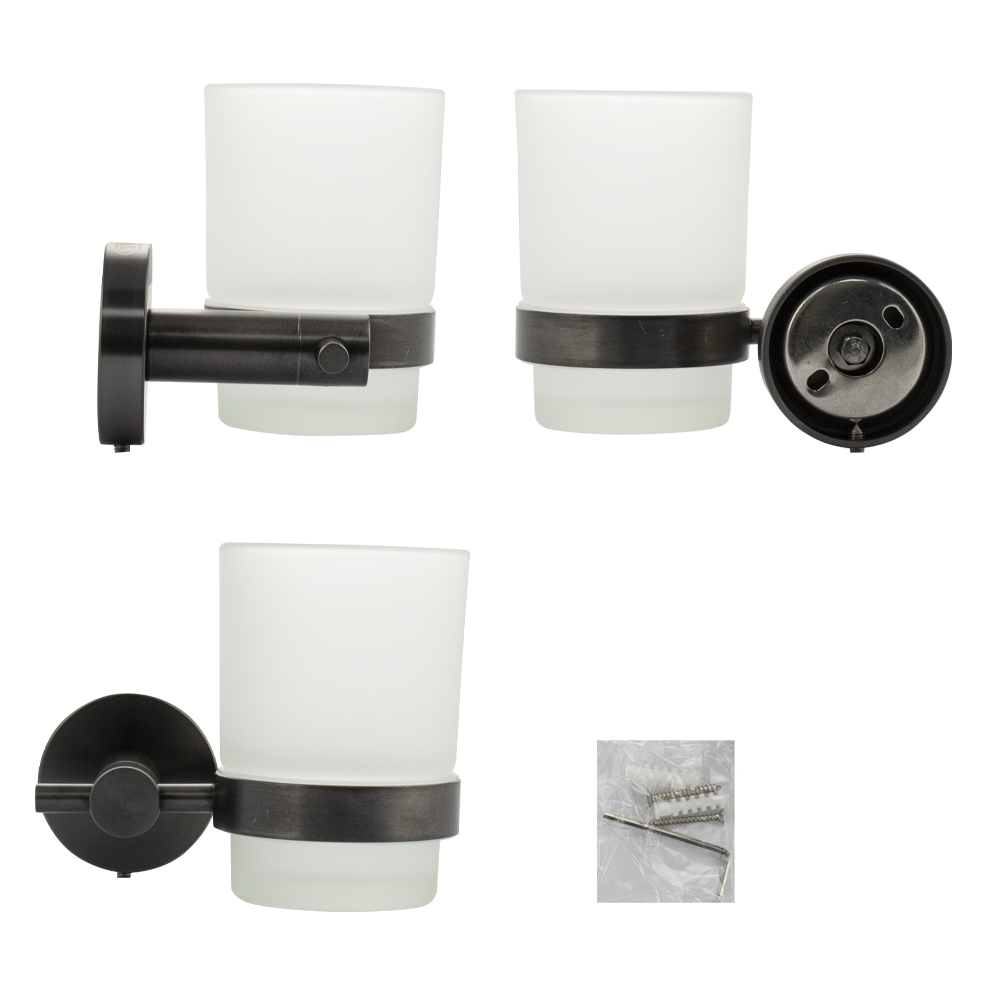 GFmark - Стакан стеклянный с креплением к стене, ГРАФИТ, код: 78005  - Вид №3