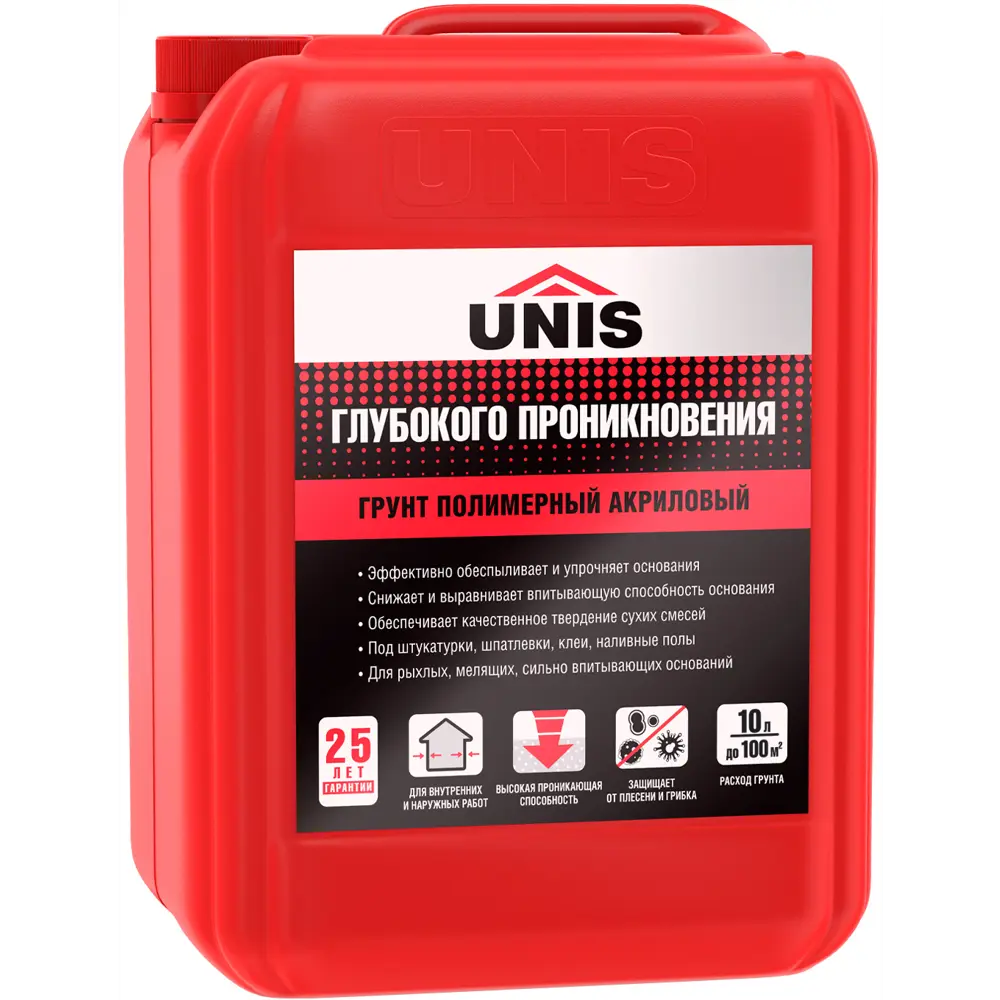 Грунтовка Unis глубокого проникновения для укрепления поверхностей 10 л 82120300 STLM-0019555