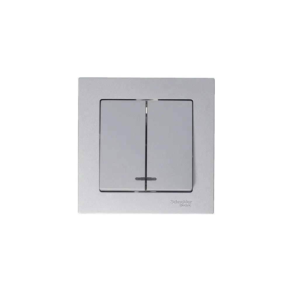 Выключатель встраиваемый Systeme Electric AtlasDesign 2 клавиши с подсветкой цвет алюминий STLM-2064068 - Вид №4