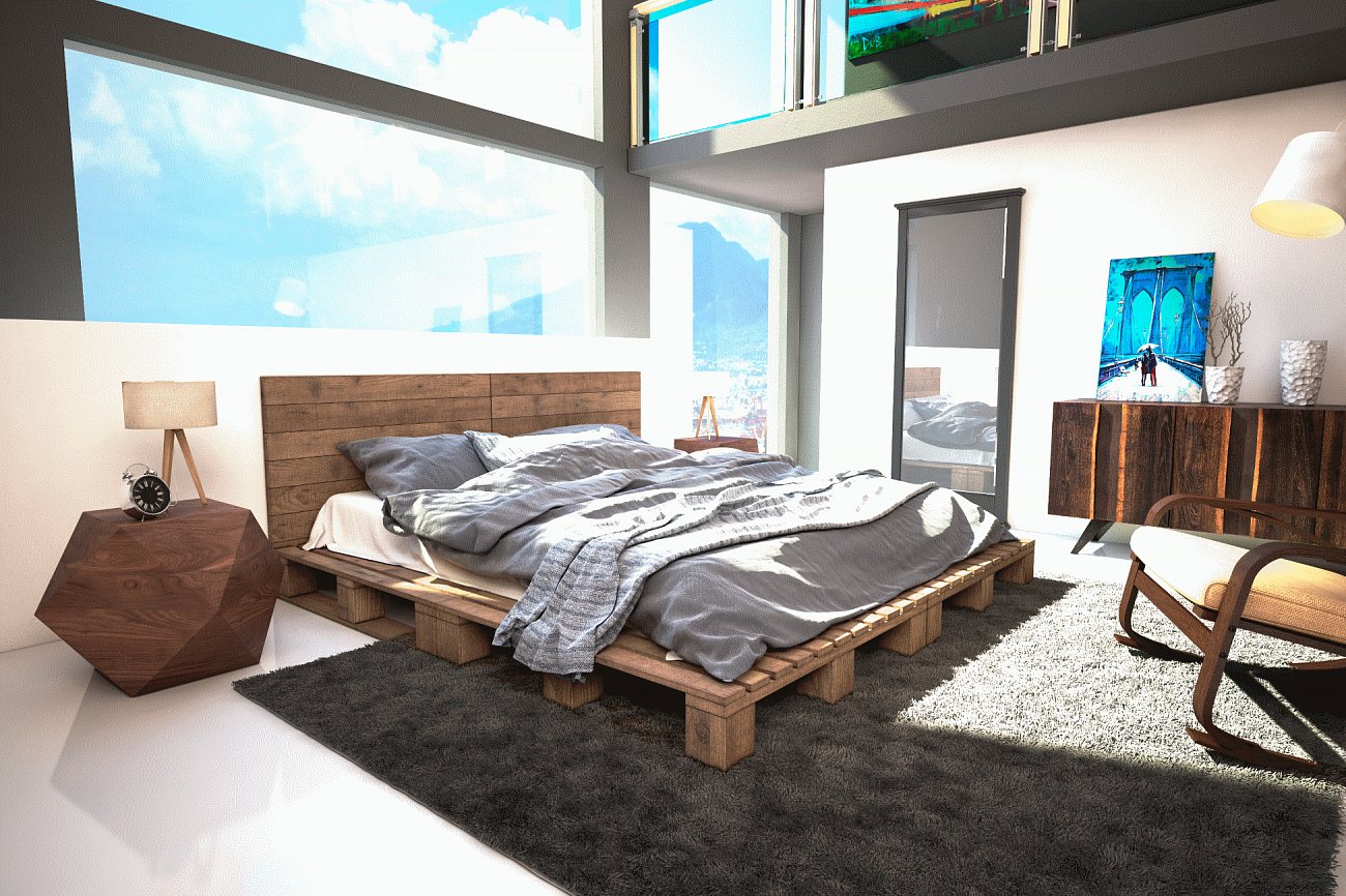 Прикроватная тумбочка дизайнерская орех "Многогранник" ODINGENIY  178336 Коричневый  - Вид №1