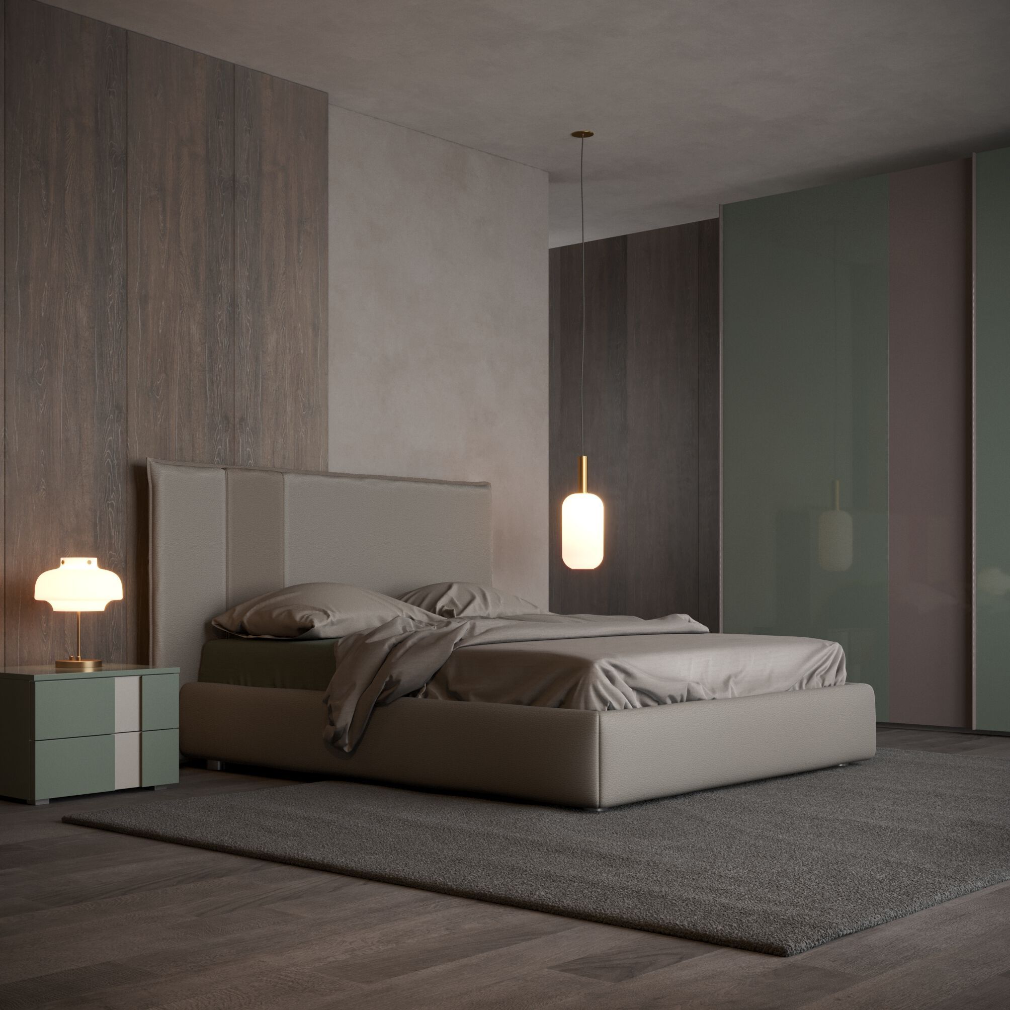 Кожаная двуспальная кровать для хранения Giessegi GINGER ARCH-00098552 - Вид №2