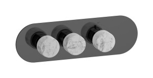 Комплект наружных частей термостата на 2 потребителей - горизонтальная овальная панель с ручками Marmo WE ARE IB eua222cfnmr_1 Black Chrome Aqua