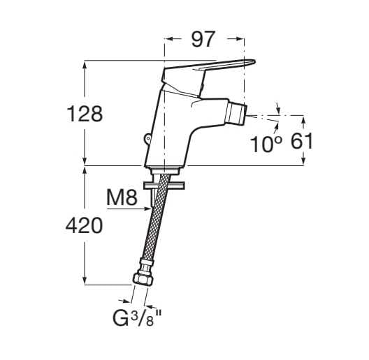 Смеситель для биде с поворотным горлышком и цепным соединением Roca Alfa ARCH-00090471 - Вид №2