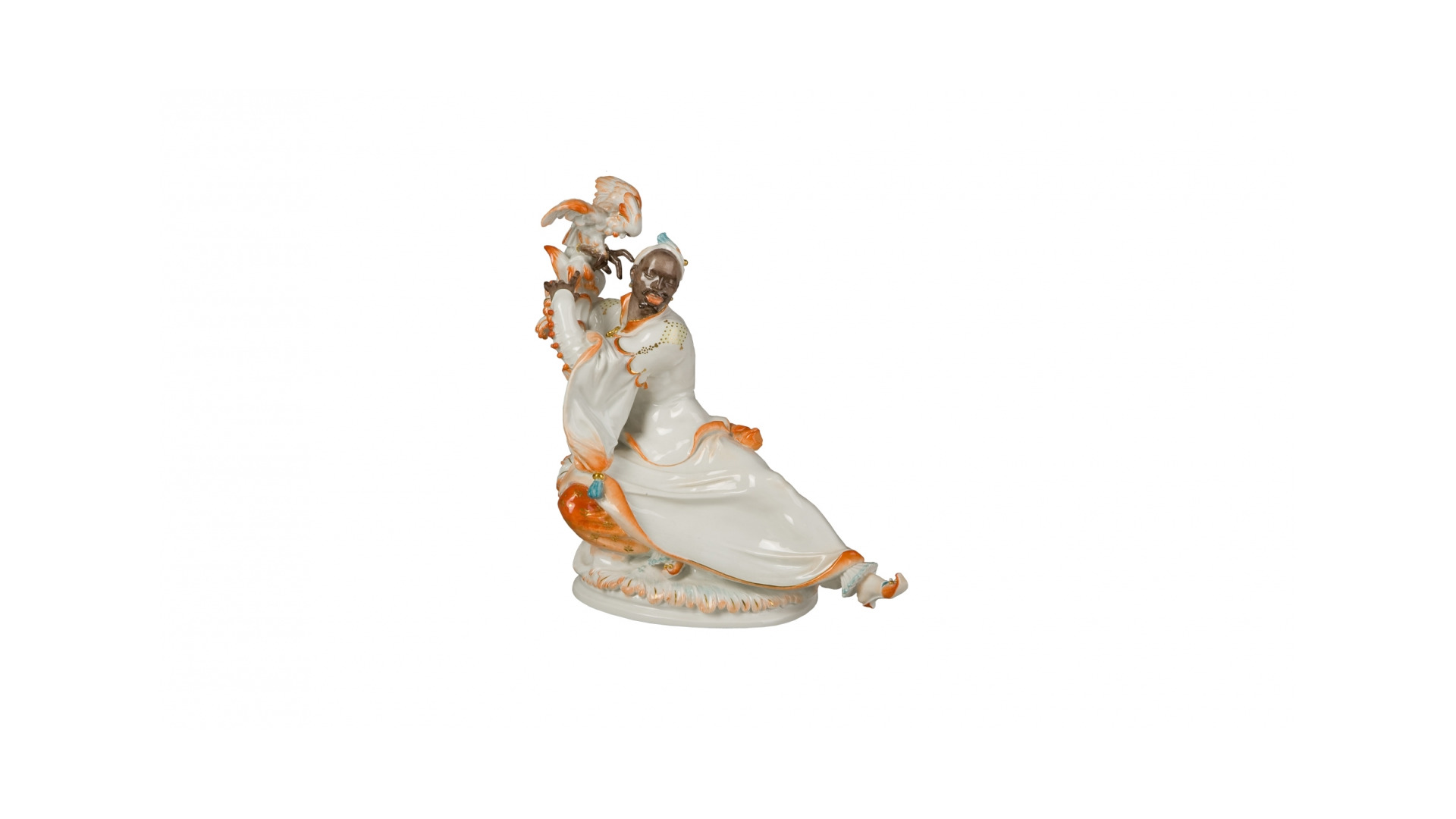 10618574 Meissen Набор из 2 фигурок "Турчанка с флейтой и Мавр и какаду" (Пауль Шойрих, 1922/23г.) Фарфор, Керамика  - Вид №1
