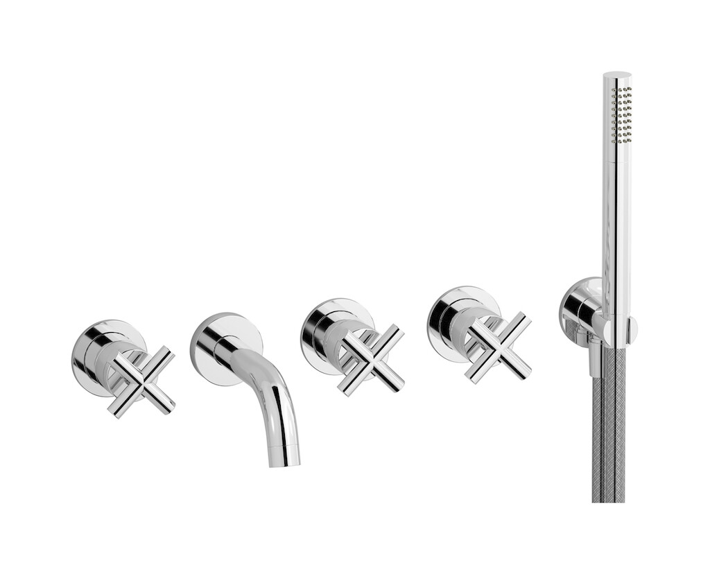Настенный смеситель для ванной на дивертером и душевым гарнитуром. WE ARE IB yp250cc Chrome WOW