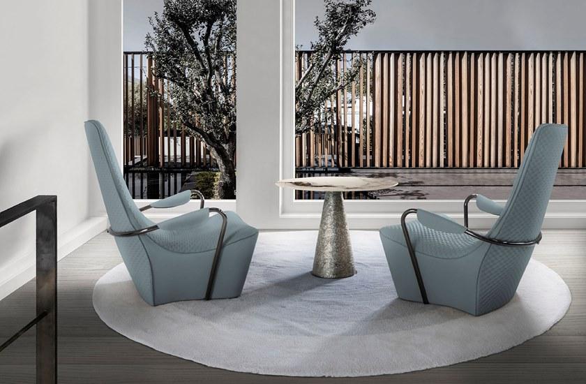 HESSENTIA | Cornelio Cappellini Высокий круглый журнальный столик с мраморной столешницей Cheope Santreyd sun-id-1419683 - Вид №3