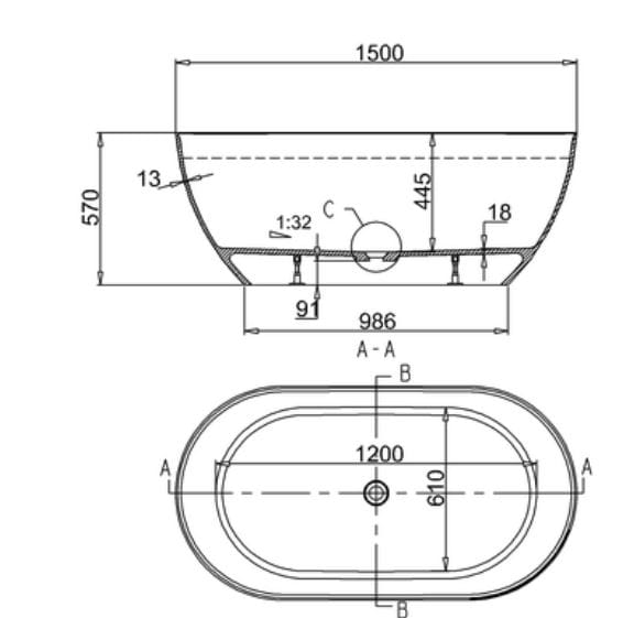 Овальная ванна в центре комнаты CROSSWATER MPRO ARCH-00098403 - Вид №5