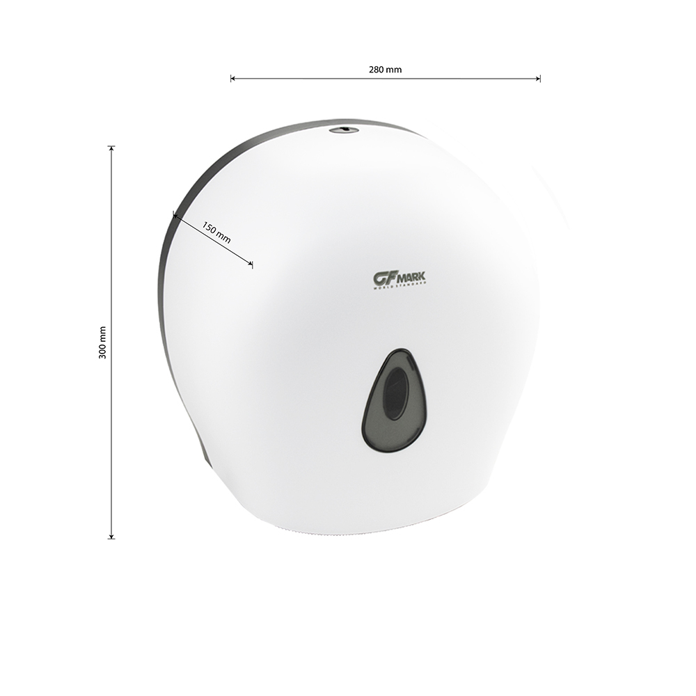 GFmark - Диспенсер для туалетной бумаги - барабан, пластиковый, БЕЛЫЙ с глазком - капля, с ключем, код: 930  - Вид №6