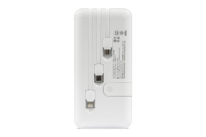 17274966 Портативное ЗУ , Power Bank W10 10000 mAh, USB-Ax1 + встроенный кабель n, белый, дисплей 23750-W10W BYZ