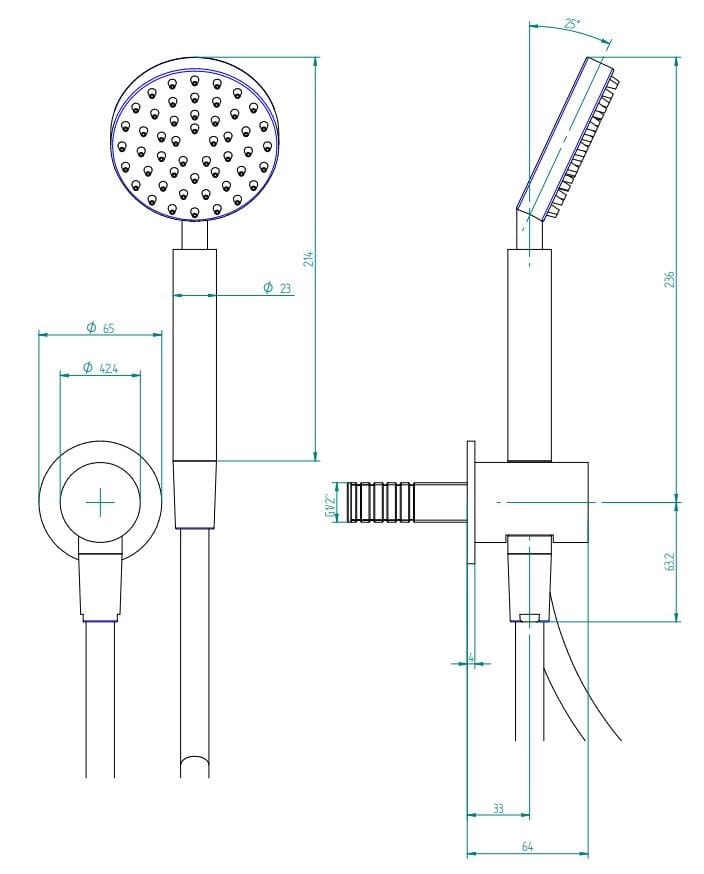 Стержень из нержавеющей стали с ручным душем Zazzeri Z316 MONO ARCH-00118652 - Вид №2