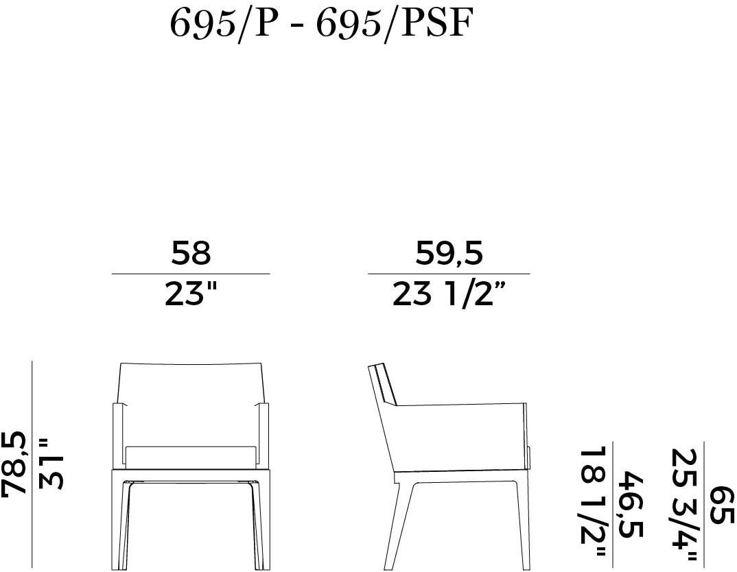 Potocco Мягкое кожаное кресло с подлокотниками Greta 695/p-695/psf - Вид №3