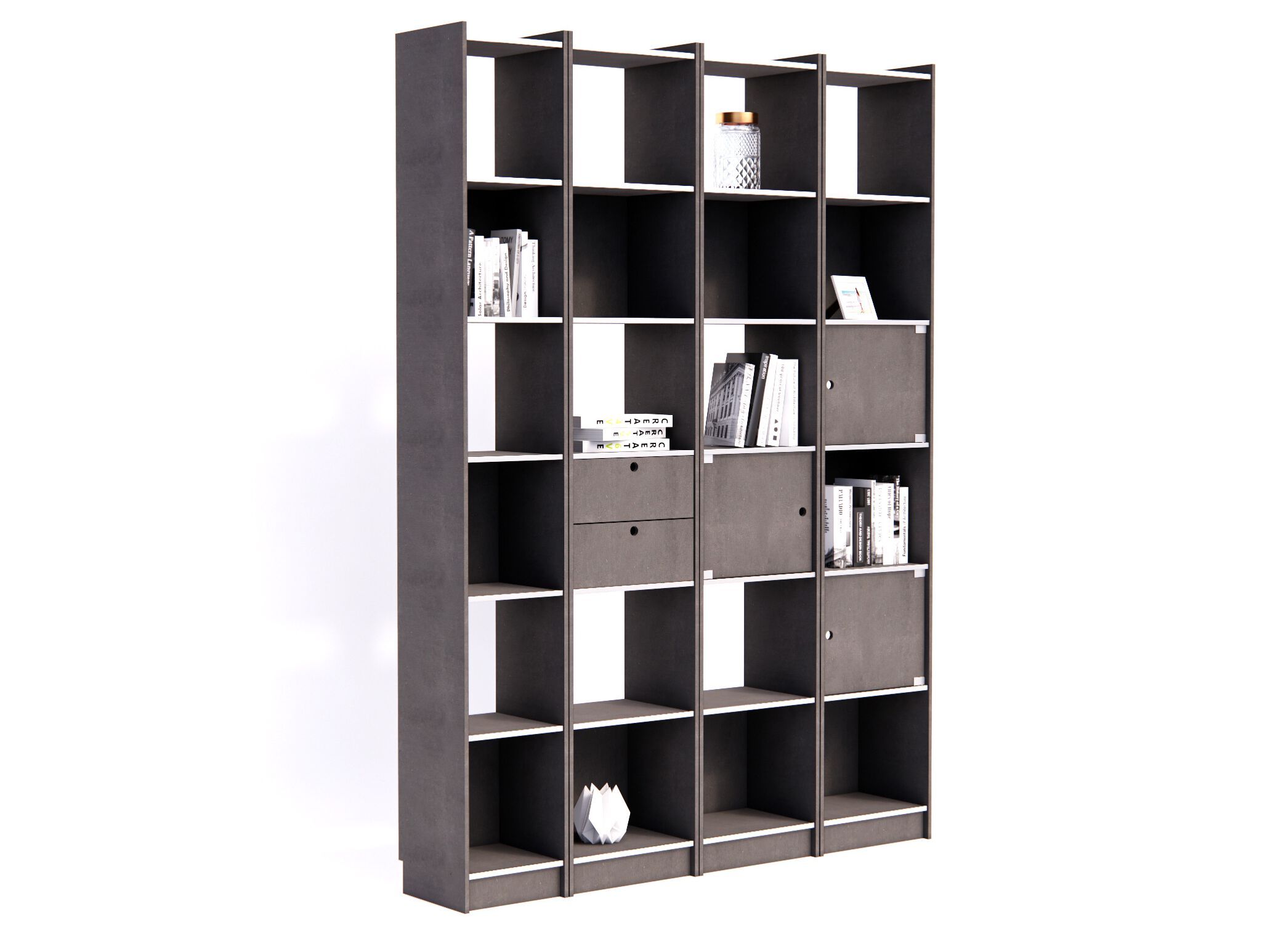 Высокий модульный офисный книжный шкаф в дневное время MaxForm Shape ARCH-00044589