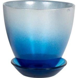 Горшок цветочный для орхидей Nina Glass ø11 h11 см v0.45 л стекло синий/прозрачный