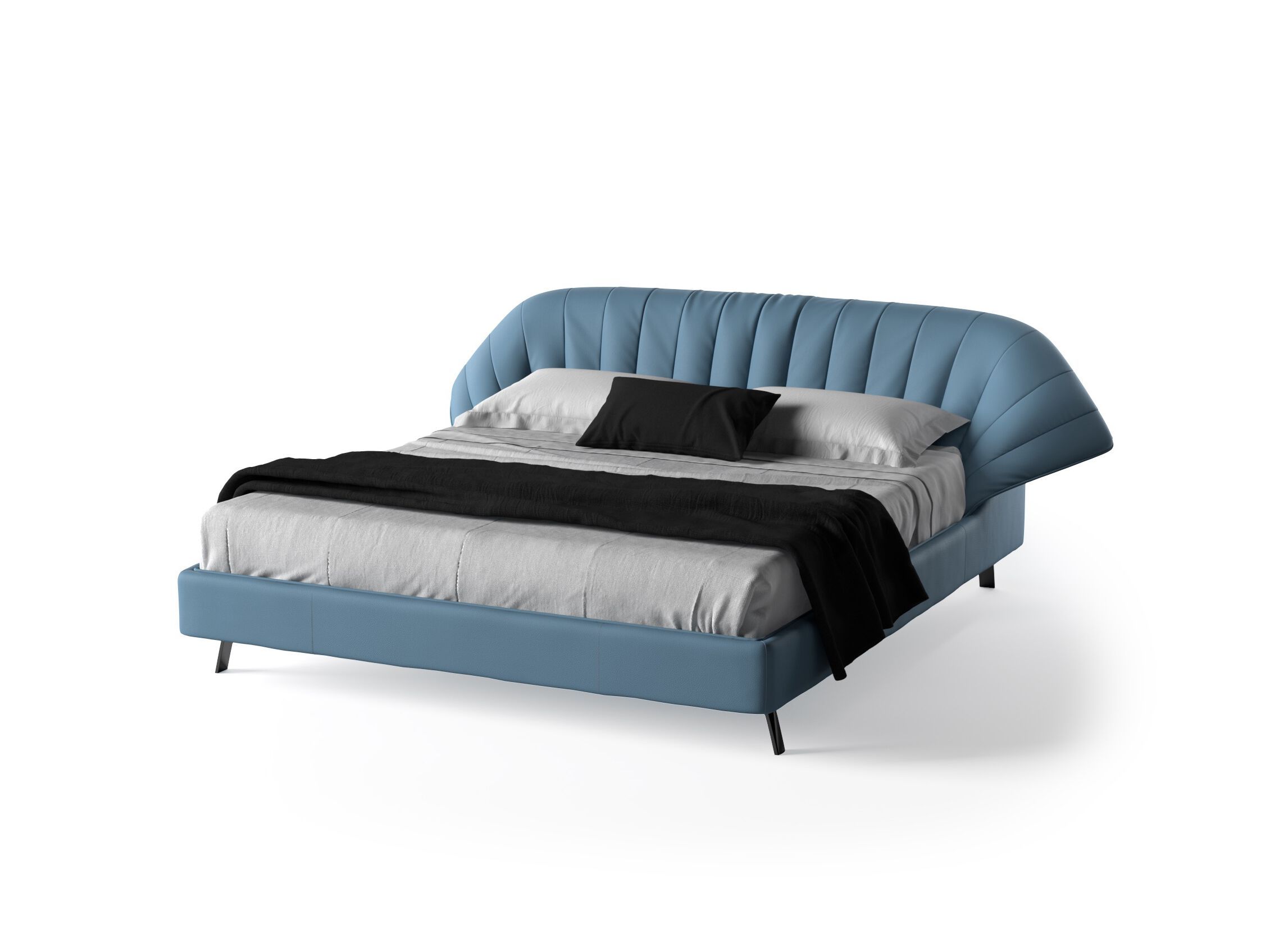 Двуспальная кровать-контейнер с мягким изголовьем Natuzzi Italia CALA ARCH-00076169 - Вид №1