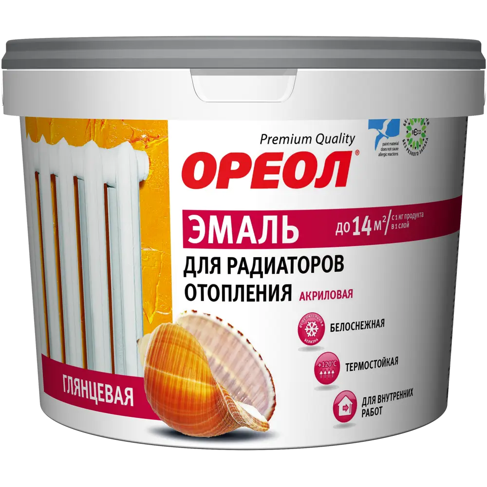 Эмаль акриловая для радиаторов отопления Ореол термостойкая глянцевая 0.8 кг STLM-2048324 - Вид №1