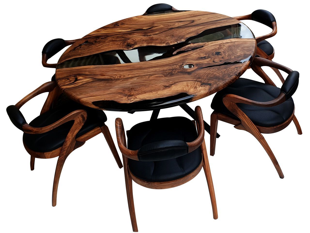 Круглый стол из смолы и орехового дерева Legnor LEG2408731 ARCH-00139281 - Вид №6