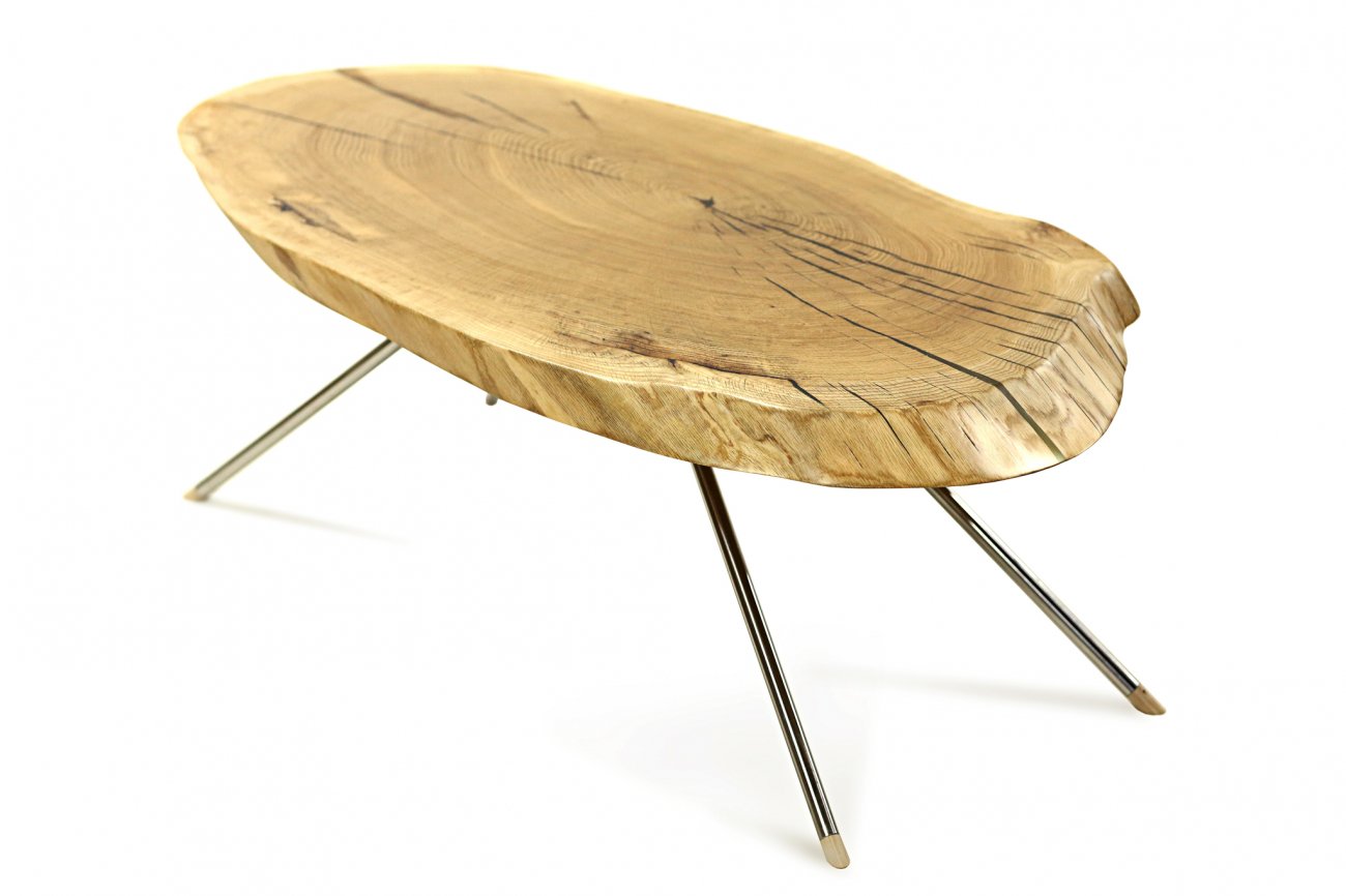 Журнальный столик дизайнерский овальный 120 см дуб Imperror PUSHA PUSHA 062913 Бежевый  - Вид №2