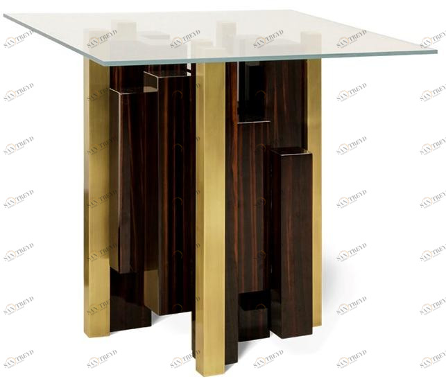 JOSÉ LEITE DE CASTRO Квадратный стол из черного дерева и стекла Chicago 12904301