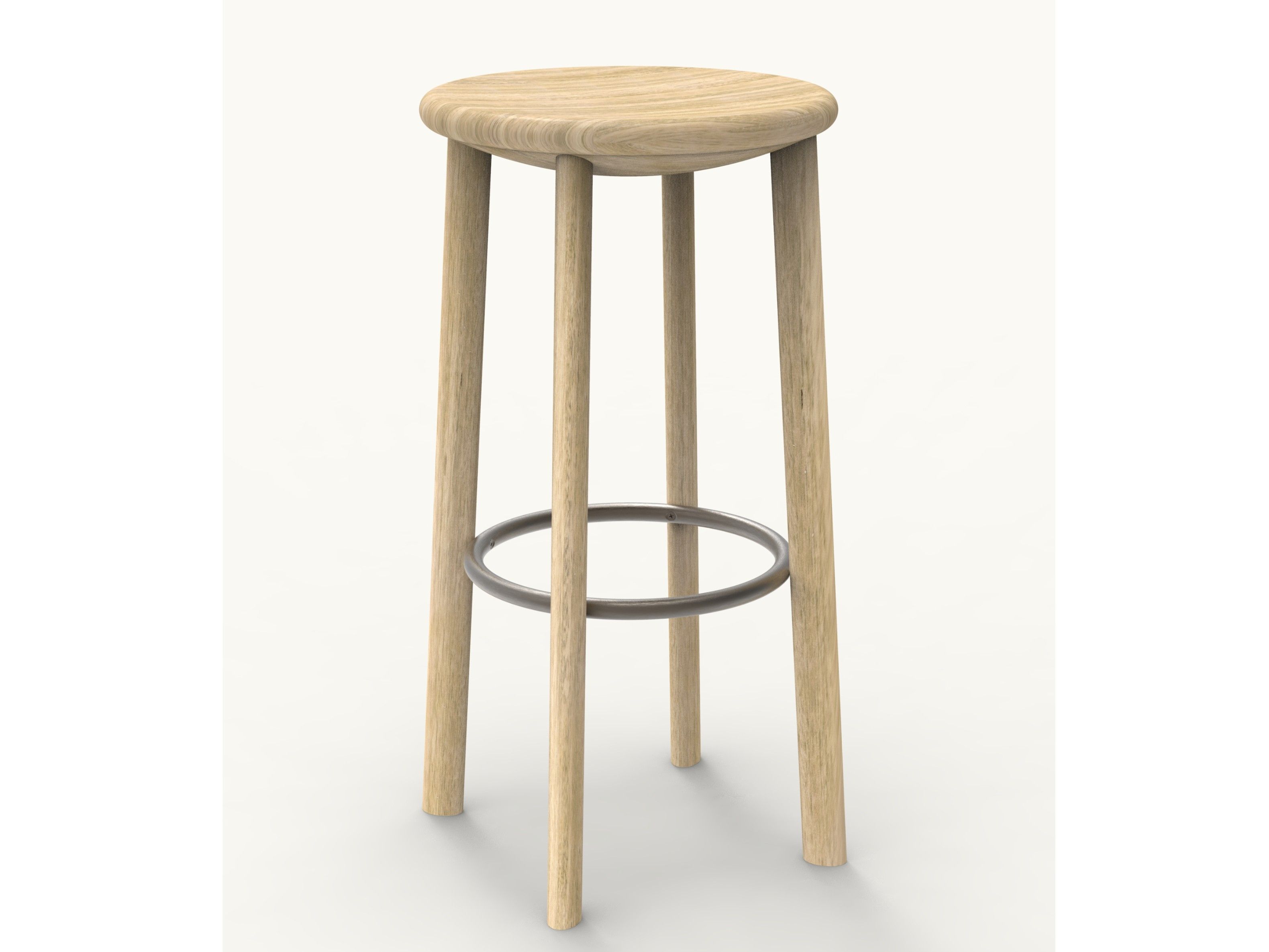 Высокий дубовый барный стул с подставкой для ног BassamFellows BOWL ARCH-00133107