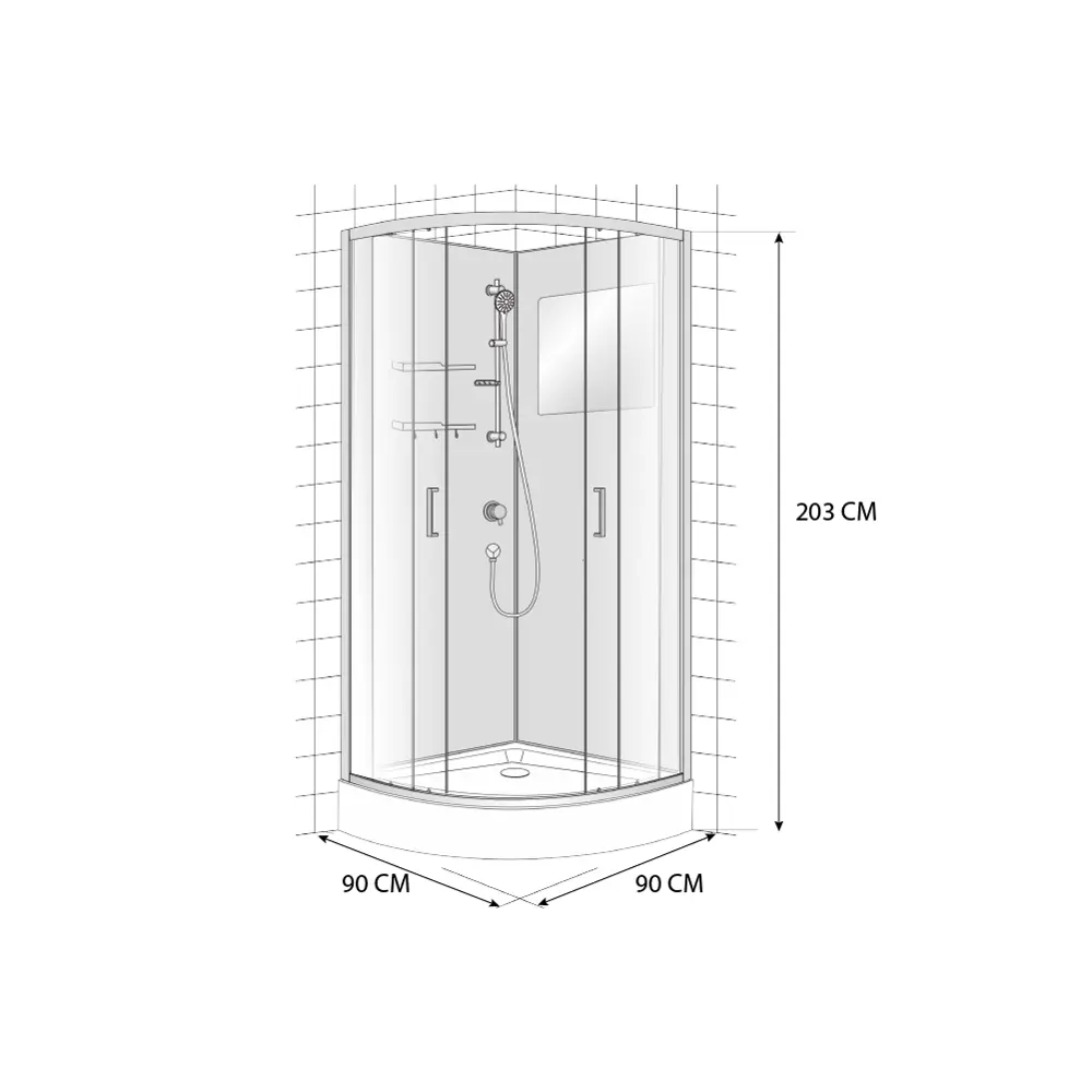 Душевая кабина Тей 1/4 низкий поддон 90x90 см Santreyd STLM-2058811 - Вид №1