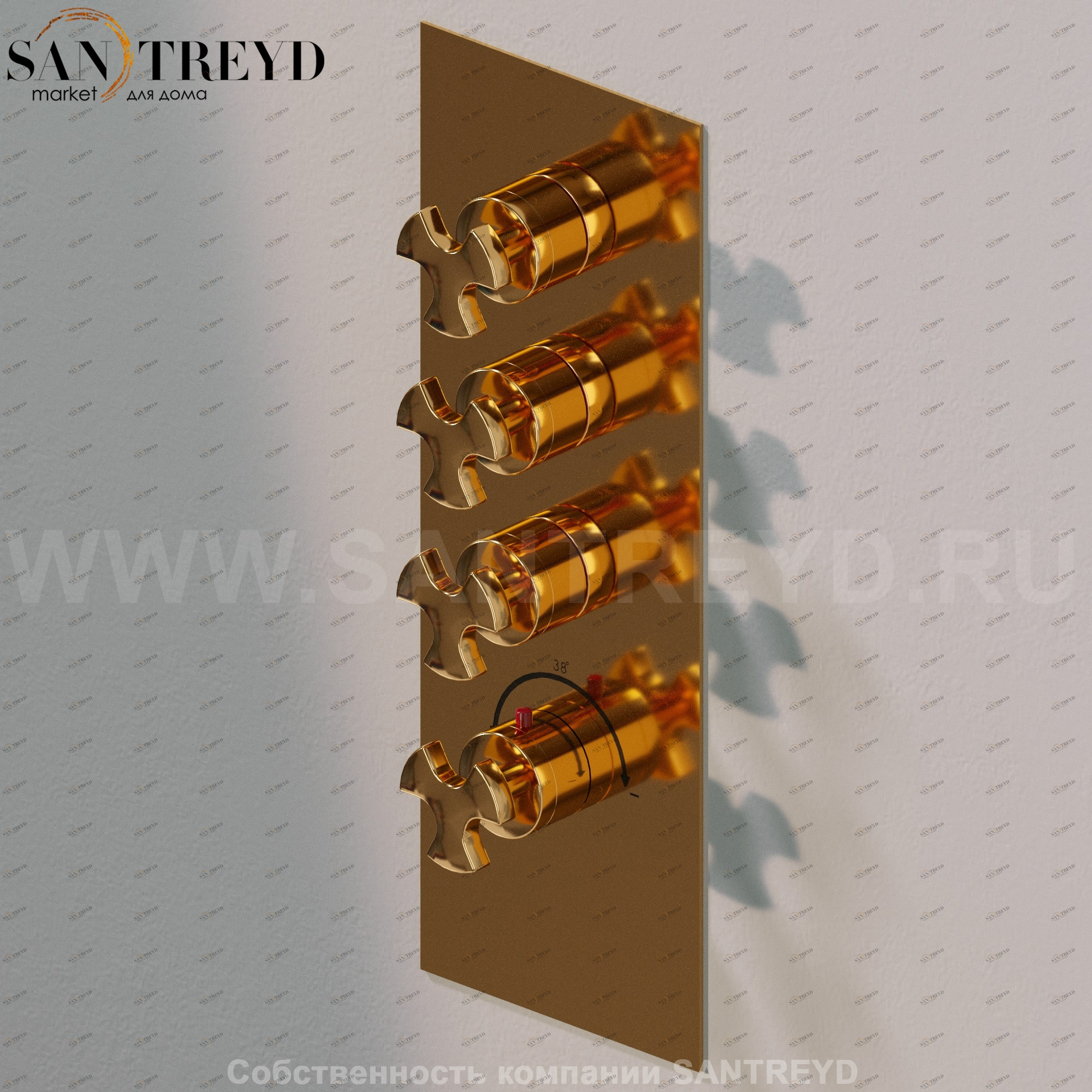 Flaminia EVERGREEN Термостат золотой EGBT3 Ceramica Flaminia