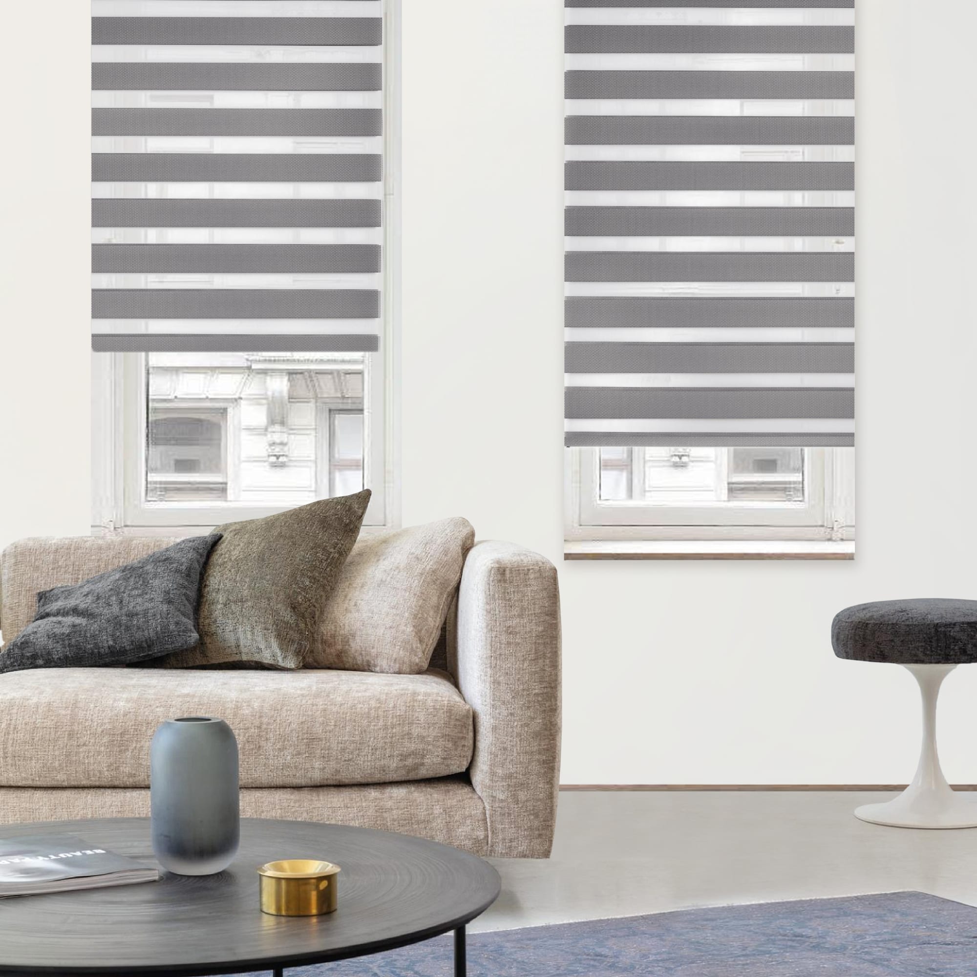 82614442 Штора рулонная день-ночь Miamoza Silver 50x160 см, цвет серый Santreyd  - Вид №2